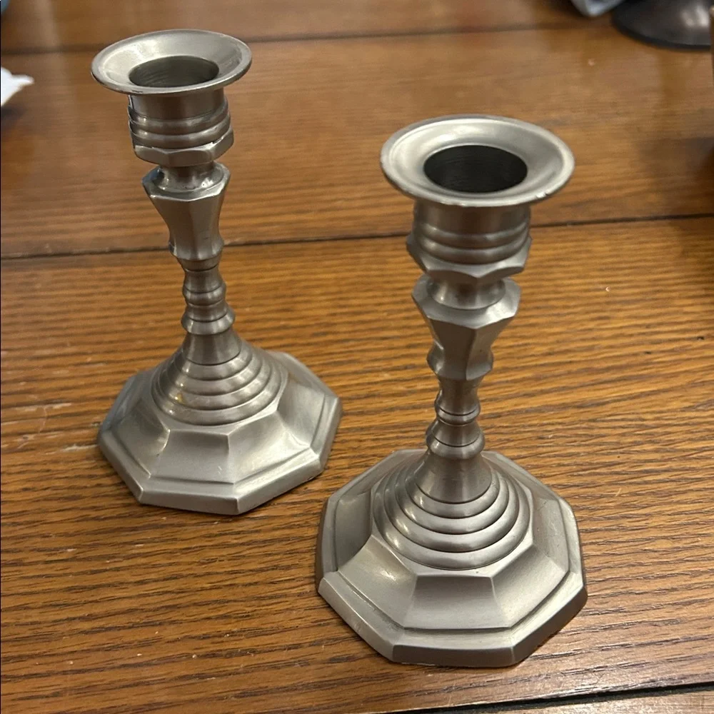 Restoration Hardware Pewter Silver Candle Holders